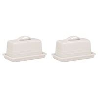 2PK Ecology Signature Porcelain Kitchen Lid Butter Dish Serveware 250g - White