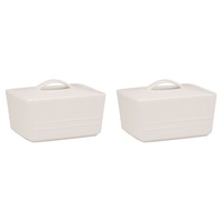 2PK Ecology Signature Porcelain Kitchen Lid Butter Dish Serveware 500g - White