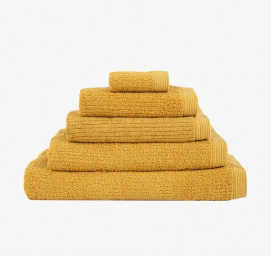 2PK Esprit 600GSM Porto Bathroom Ribbed Hand Towel 45x65cm Honey Yellow