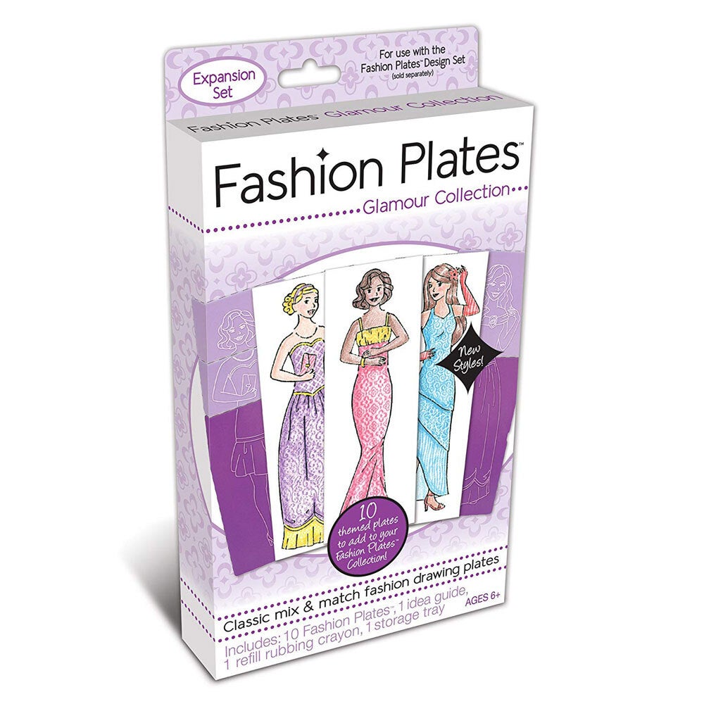 2x 10pc Fashion Plates Themed Glamour Collection Extension Kids 6y Drawing Kit 