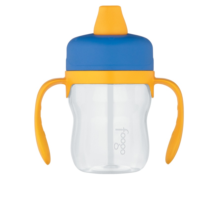 2PK Foogo BPA Free Soft Spout Tritan Plastic Sippy Cup with Handles Blue 235ml