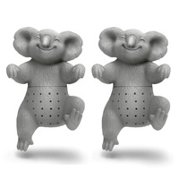 2PK Fred Tea Dweller 8.5cm Silicone Koala Tea Infuser Leaf Strainer/Filter Grey