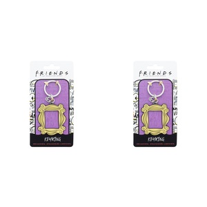 2PK Friends Frame Metal Keyring Hanging Bag Charm Accessory Keychain Rectangle