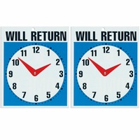 2x Headline 23cm Open Come In & Will Return Business Door/Window Shop Sign/Clock