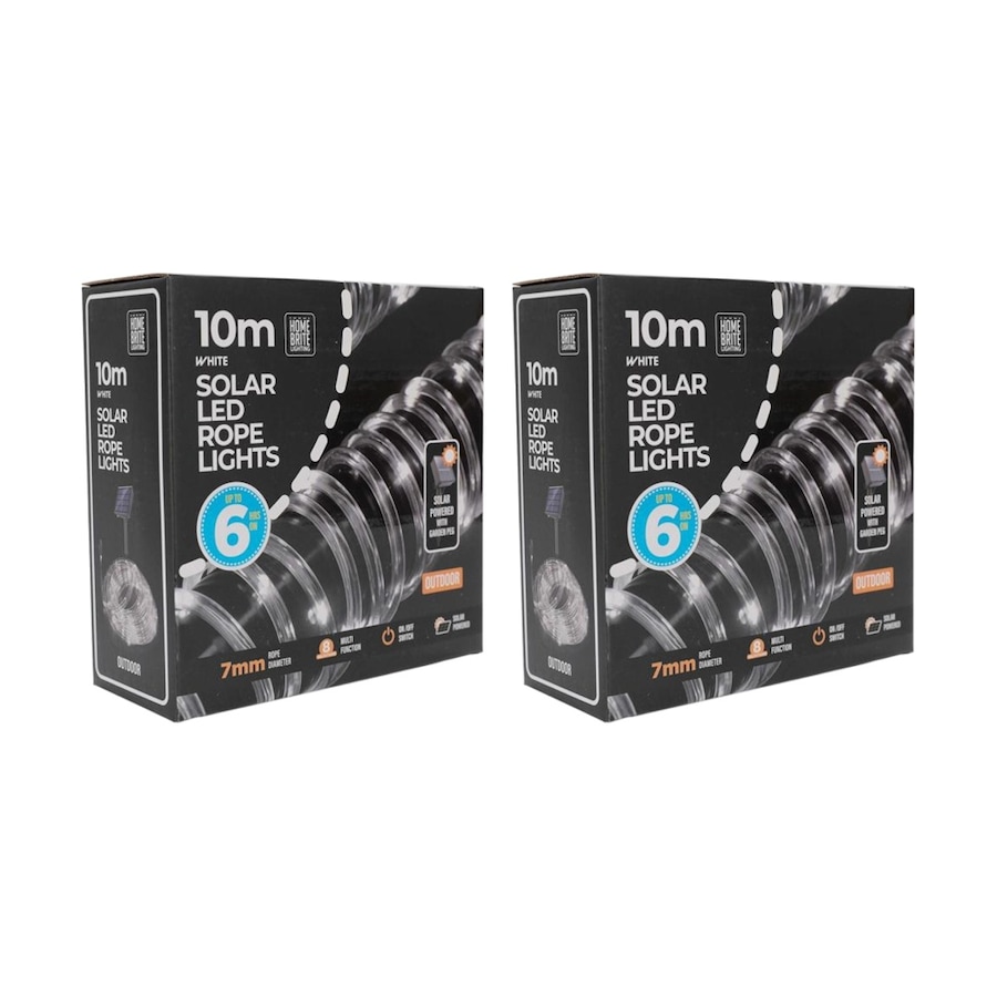 2PK Home Brite Outdoor LED Solar Rope String Lights 10 Metres White