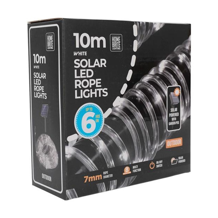 2PK Home Brite Outdoor LED Solar Rope String Lights 10 Metres White