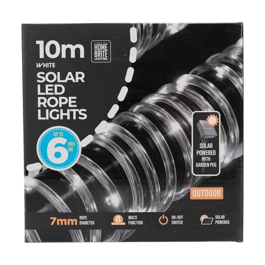 2PK Home Brite Outdoor LED Solar Rope String Lights 10 Metres White