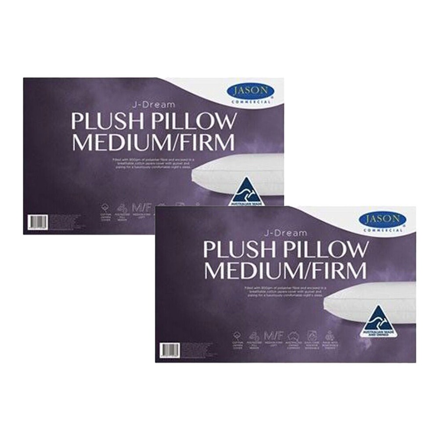 2PK Jason Commercial J-Dream Plush Medium/Firm Gusseted Pillow Standard 48x73cm