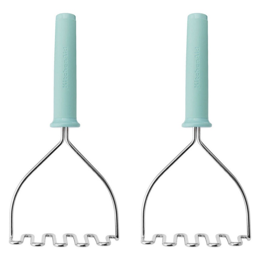 2PK Kitchenaid Soft Grip Metal Masher Potato Mash Cooking Utensil Mineral Water