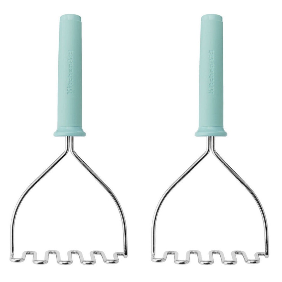 2PK Kitchenaid Soft Grip Metal Masher Potato Mash Cooking Utensil Mineral Water