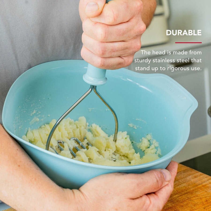 2PK Kitchenaid Soft Grip Metal Masher Potato Mash Cooking Utensil Mineral Water