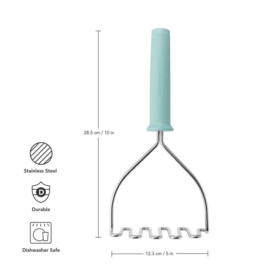 2PK Kitchenaid Soft Grip Metal Masher Potato Mash Cooking Utensil Mineral Water