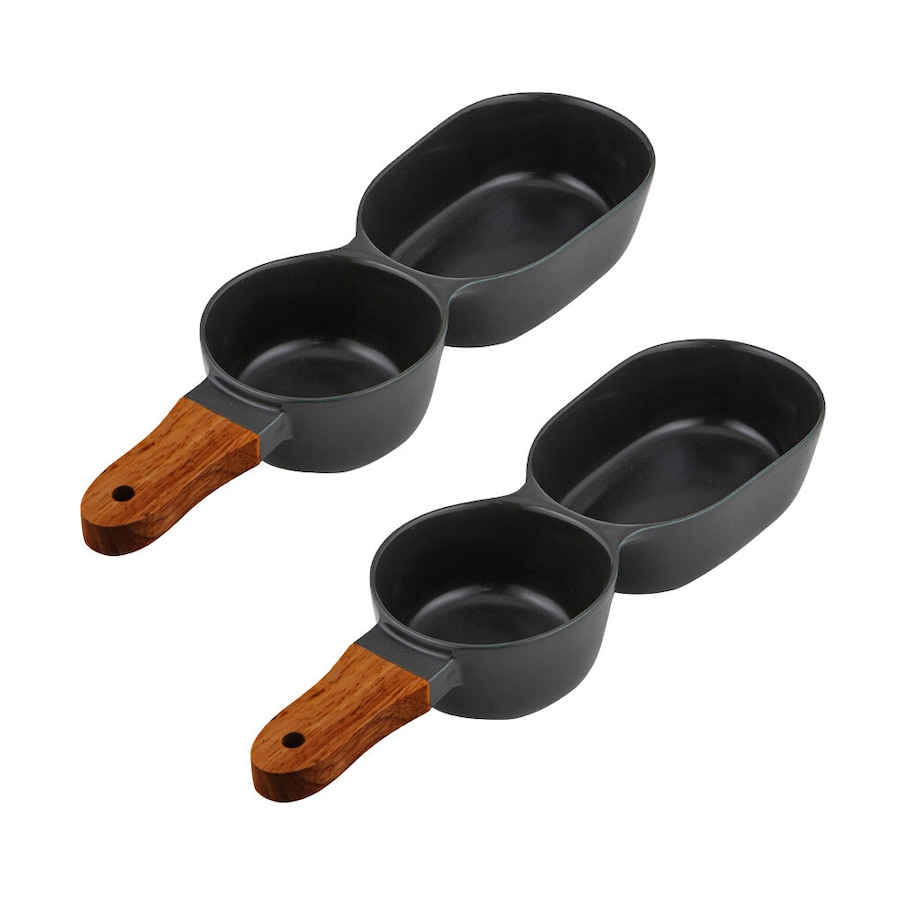 2PK Ladelle Essentials 2-Part Porcelain Serve Stick Snack Tray 26.5cm Charcoal