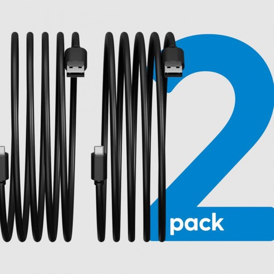 2PK Laser USB-A to USB-C Fast Charging Data Sync Cable Connector Cord 1m Black