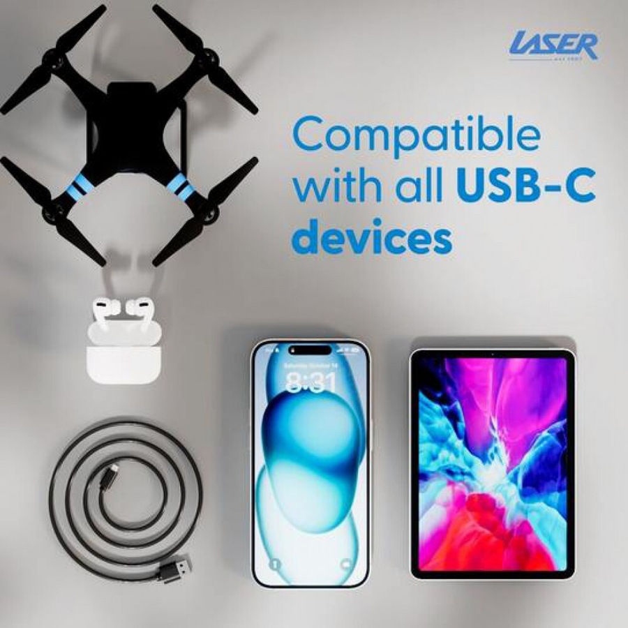 2PK Laser USB-A to USB-C Fast Charging Data Sync Cable Connector Cord 1m Black