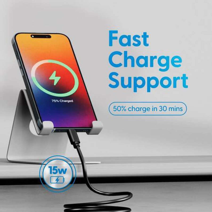 2PK Laser USB-A to USB-C Fast Charging Data Sync Cable Connector Cord 1m Black