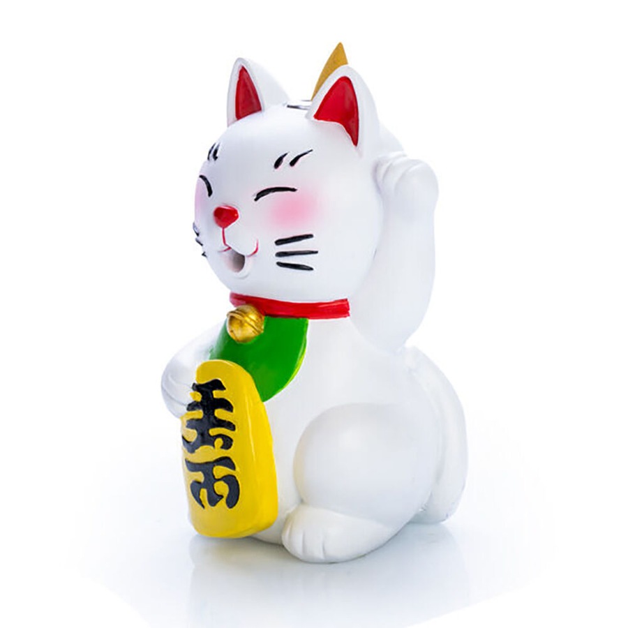 2PK Lucky Cat Backflow Burner Lucky Kitty Incense Burner Home/Room Decor White