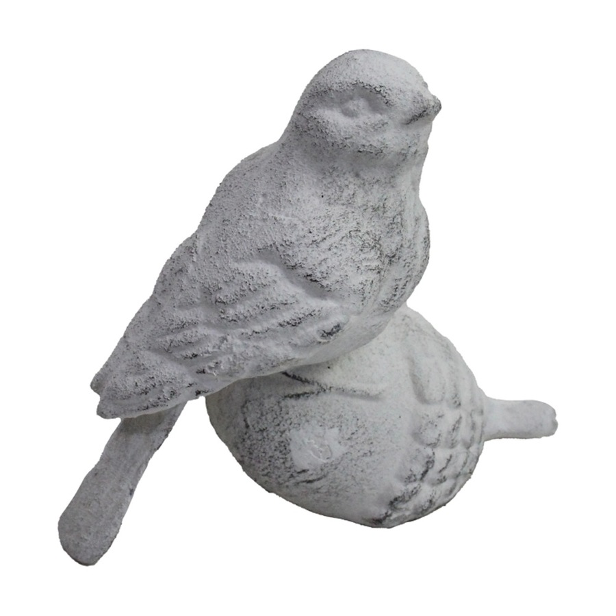 2PK LVD Bird On Acorn Iron Ornament White Indoor/Outdoor Decor 12.5x12.5x5.5cm