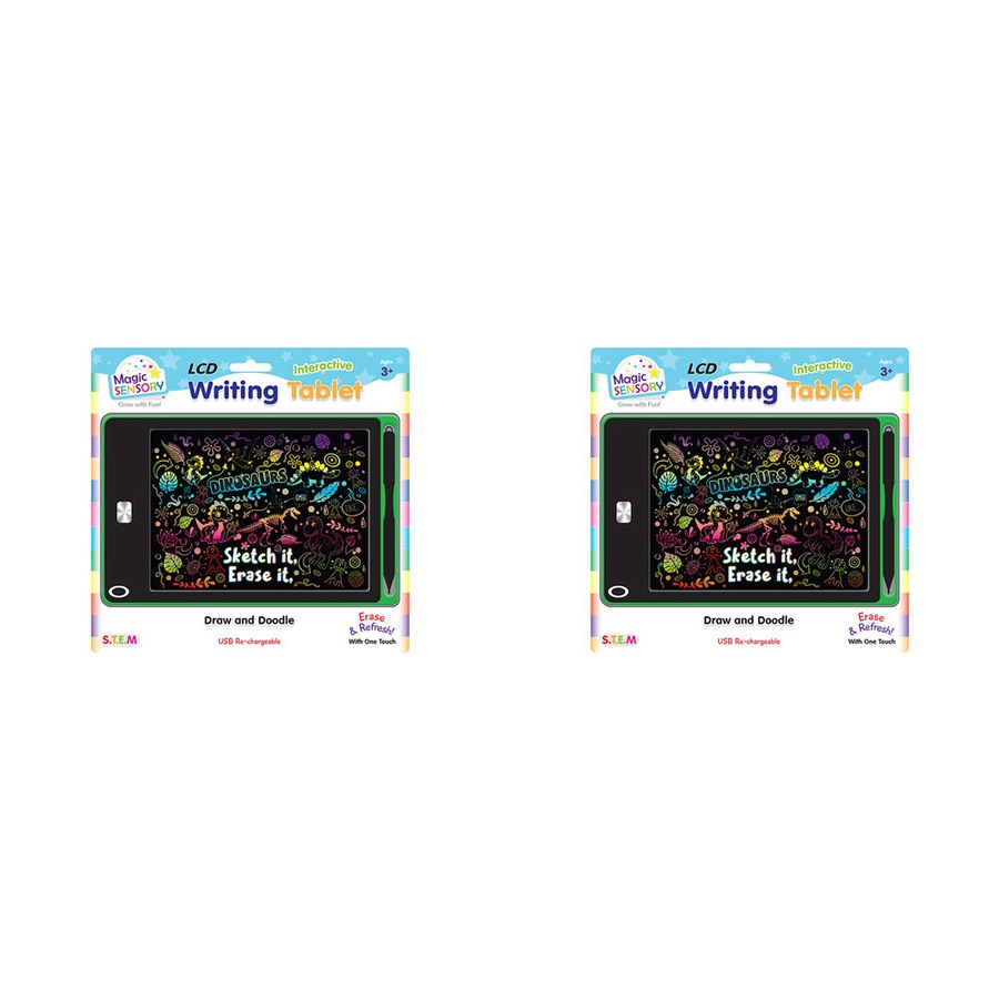 2PK Magic Sensory 8.5" Interactive LCD Writing Tablet Green Dino Children 3y+