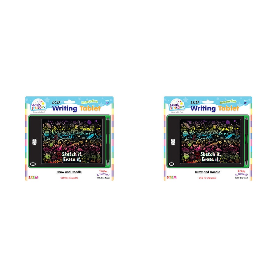 2PK Magic Sensory 8.5" Interactive LCD Writing Tablet Green Dino Children 3y+