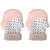 2PK Malarkey Munch Silicone Mitt Mitten Teething Teether Baby/Kids Pastel Pink