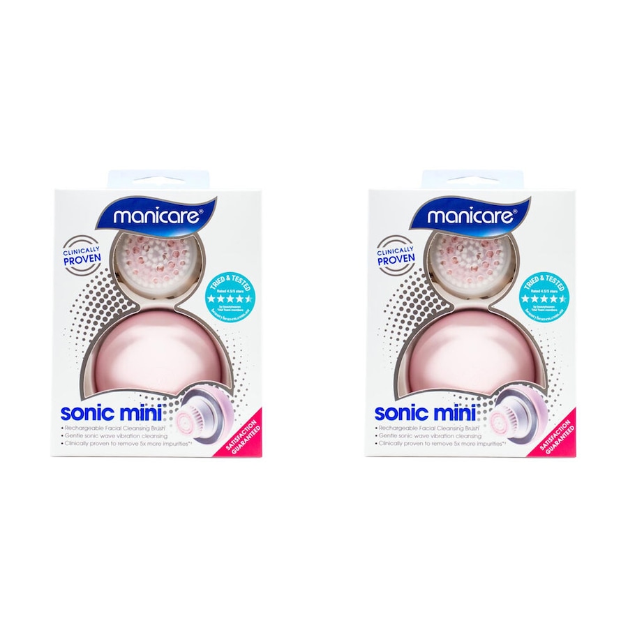 2PK Manicare Sonic Mini Rechargeable Facial Cleansing Exfoliating Brush Pink