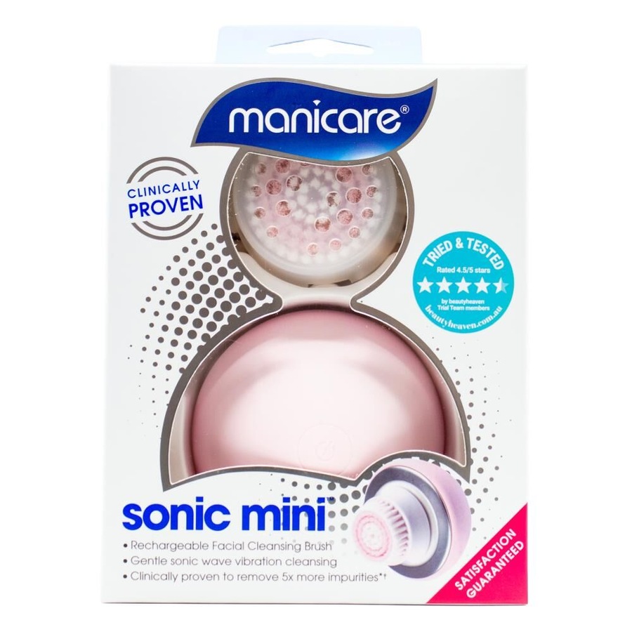 2PK Manicare Sonic Mini Rechargeable Facial Cleansing Exfoliating Brush Pink