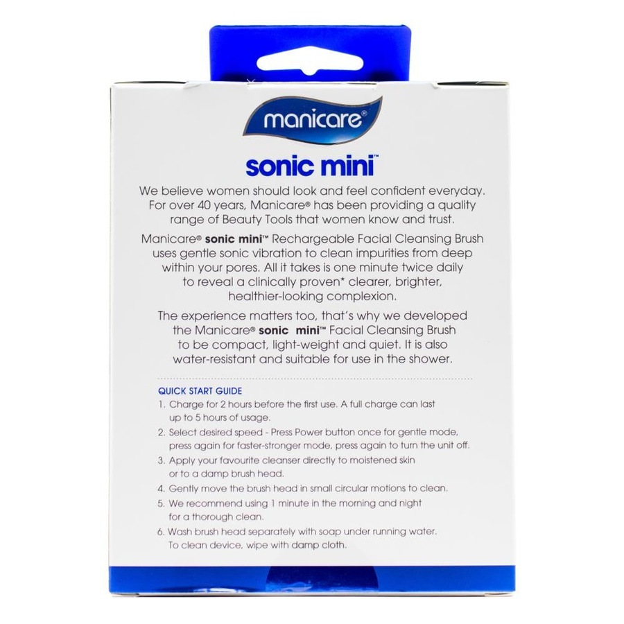 2PK Manicare Sonic Mini Rechargeable Facial Cleansing Exfoliating Brush Pink