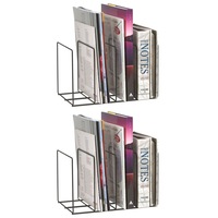 2PK Marbig Wire Book/Magazine Rack Holder 4 Slot Desk Organiser for Office/Home