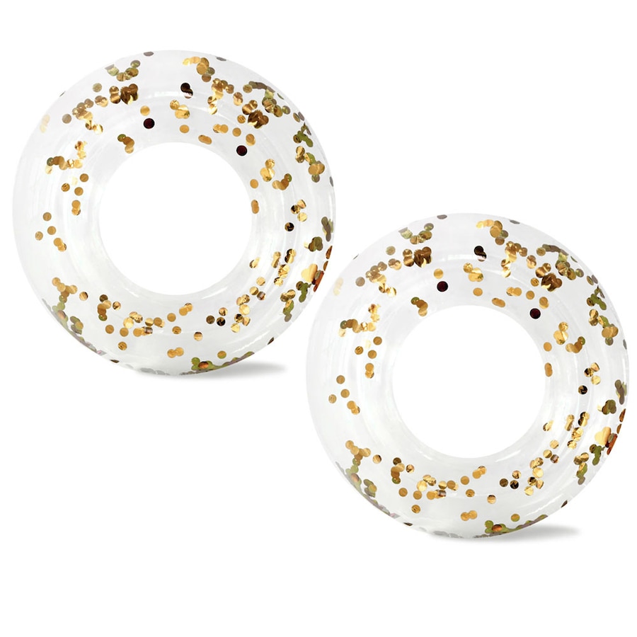 2PK Minnidip Clear Inflatable Pool/Beach Floating Ring w/Confetti Gold 107cm