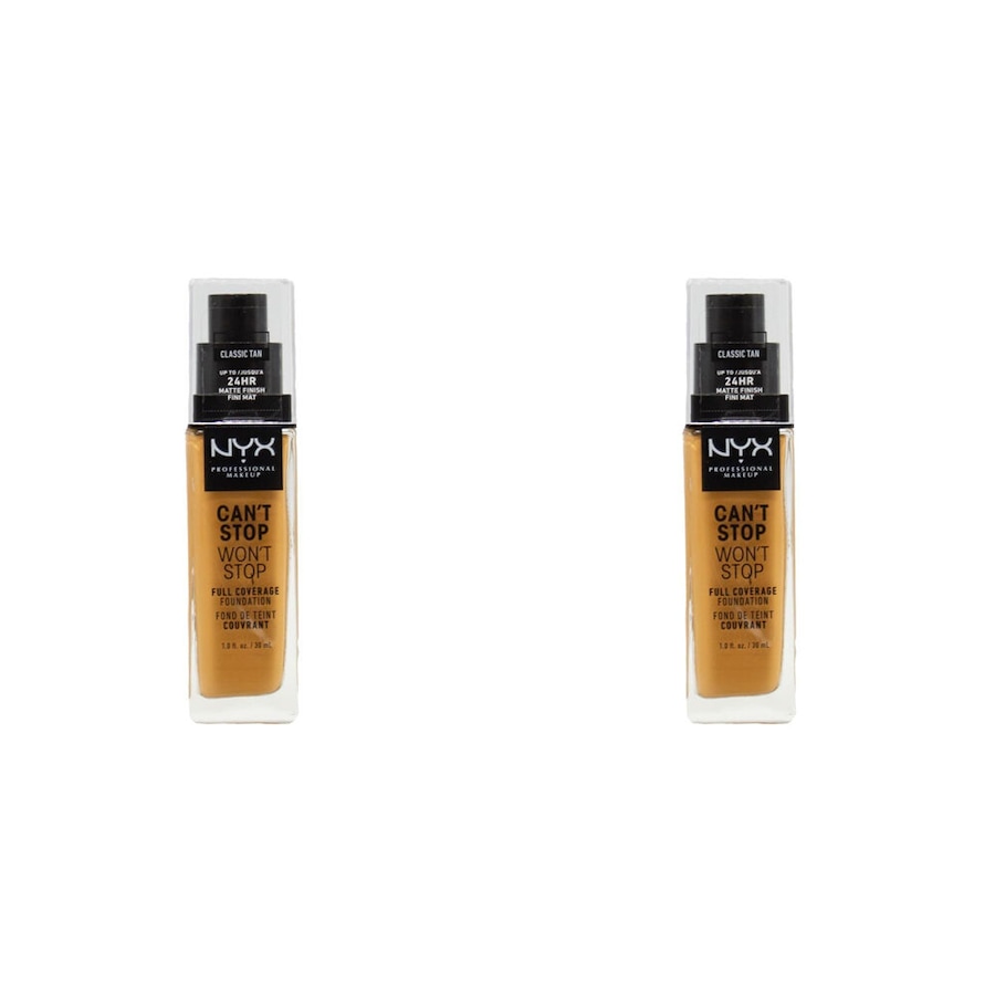 2PK Nyx 30ml Foundation Cant Stop Wont Stop Full Coverage Cosmetics Classic Tan