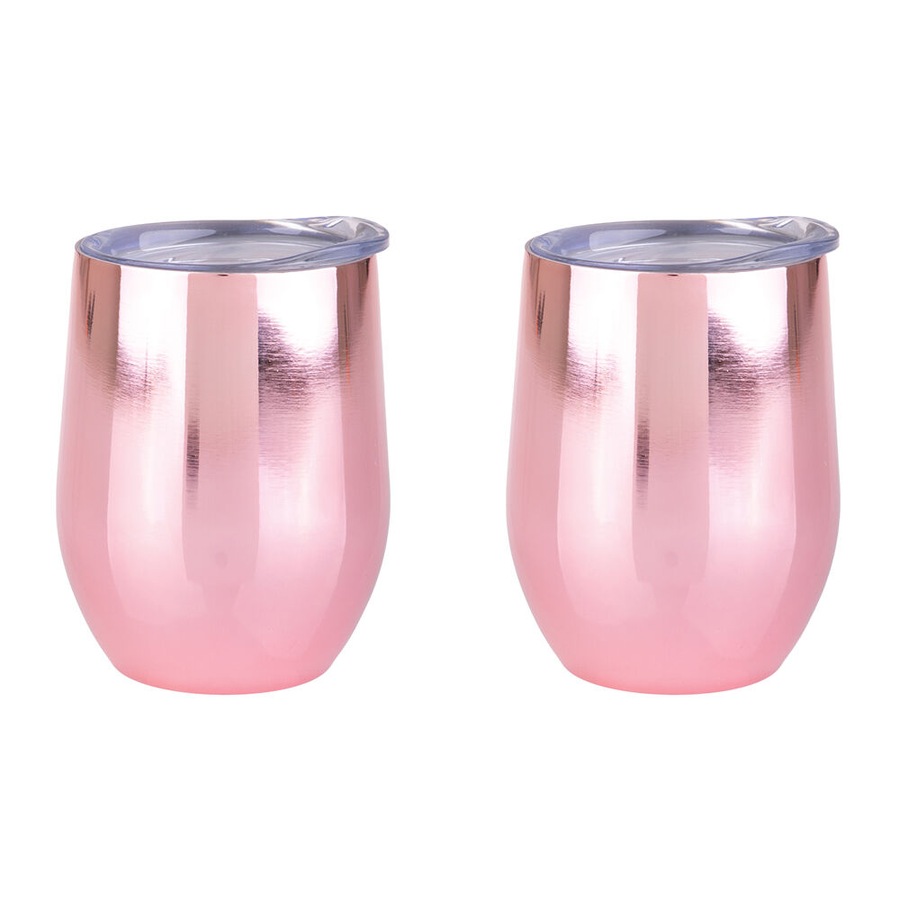 2PK Oasis Stainless Steel Insulated Wine Tumbler Double Walled 330ml Rose Gold