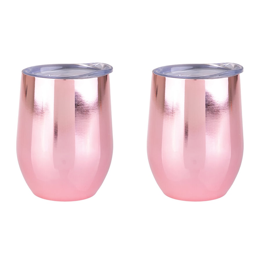 2PK Oasis Stainless Steel Insulated Wine Tumbler Double Walled 330ml Rose Gold