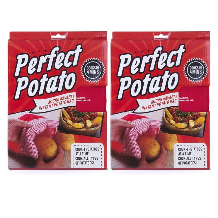 2PK Perfect Baked Potato Instant Microwave Bag Cooker Bread Washable Reusable