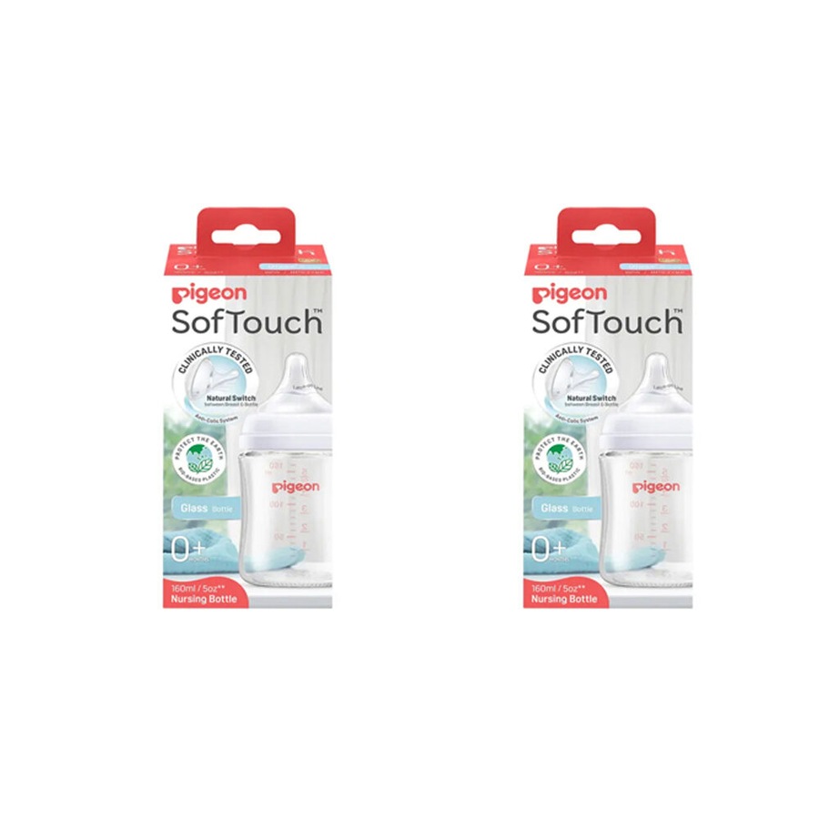 2PK Pigeon SoftTouch BPP Bottle Glass 160ml BPA/BPS Free For Newborn's