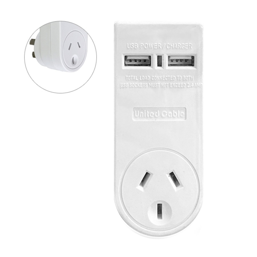 2PK Power 2.1 AMP Single Adapter & Dual USB Charger with Surge Protect f/Indoor