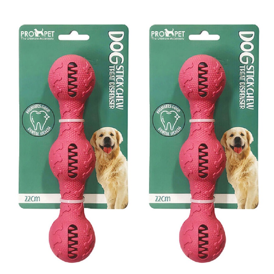 2PK Pro Pet Care Stick Chew Treat Dispenser Teeth Cleaning Dog Toy 22cm Assorted