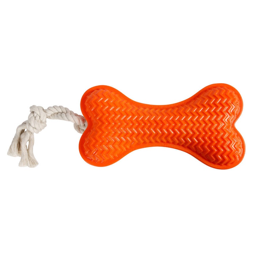 2PK Pro Pet Care TPR Dog Bone Fetch Toy With Rope 34x12cm Assorted