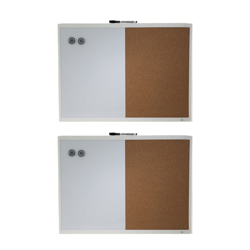 2PK Quartet 58x43cm Magnetic Combo White Board Cork/Memo/Note Wall Mountable