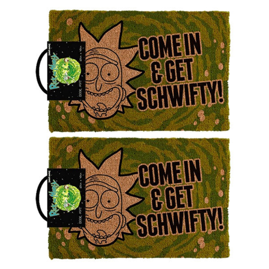 2PK Rick & Morty Get Schwifty 60x40cm Door Mat Floor Entrance Rug Doormat Green