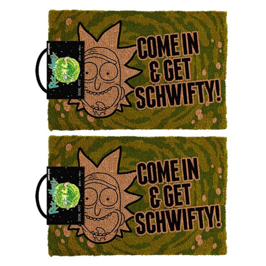 2PK Rick & Morty Get Schwifty 60x40cm Door Mat Floor Entrance Rug Doormat Green
