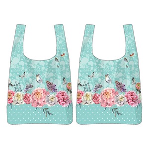 2PK Roses & Butterlifes Mint Floral Decorative Botanical Casual Tote Bag 65cm