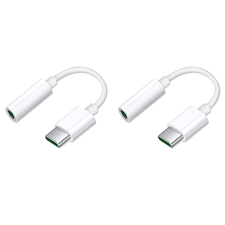 2PK Sansai Universal USB-C to 3.5mm Headphone Audio Jack Adapter/Connector White