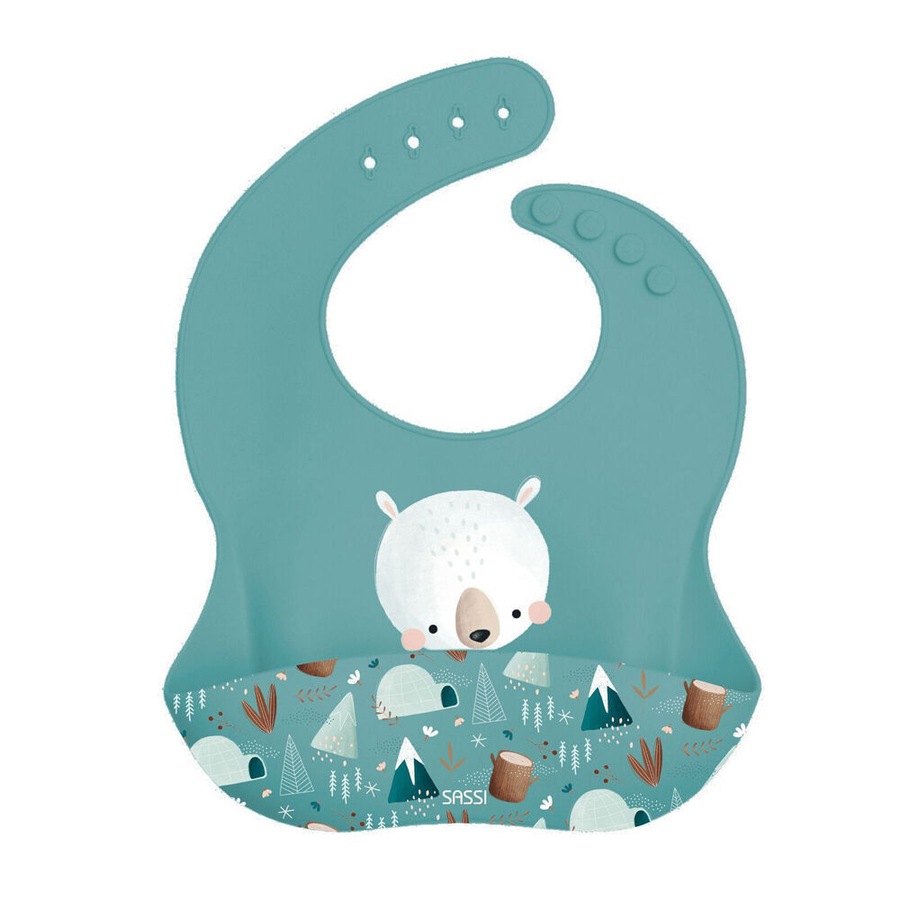 2PK Sassi Baby/Toddler Waterproof Silicone Bib Food Catcher Munchy The Bear 6m+