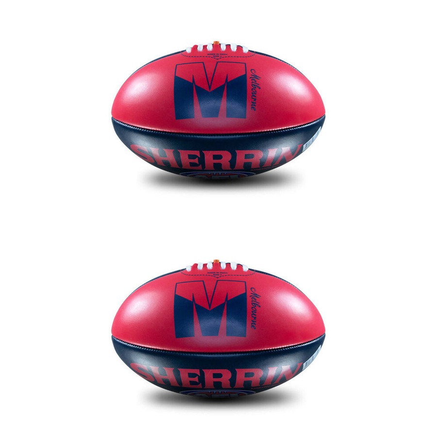 2PK Sherrin PVC AFL Team Logo Football - Melbourne Demons Size 2 Red & Navy