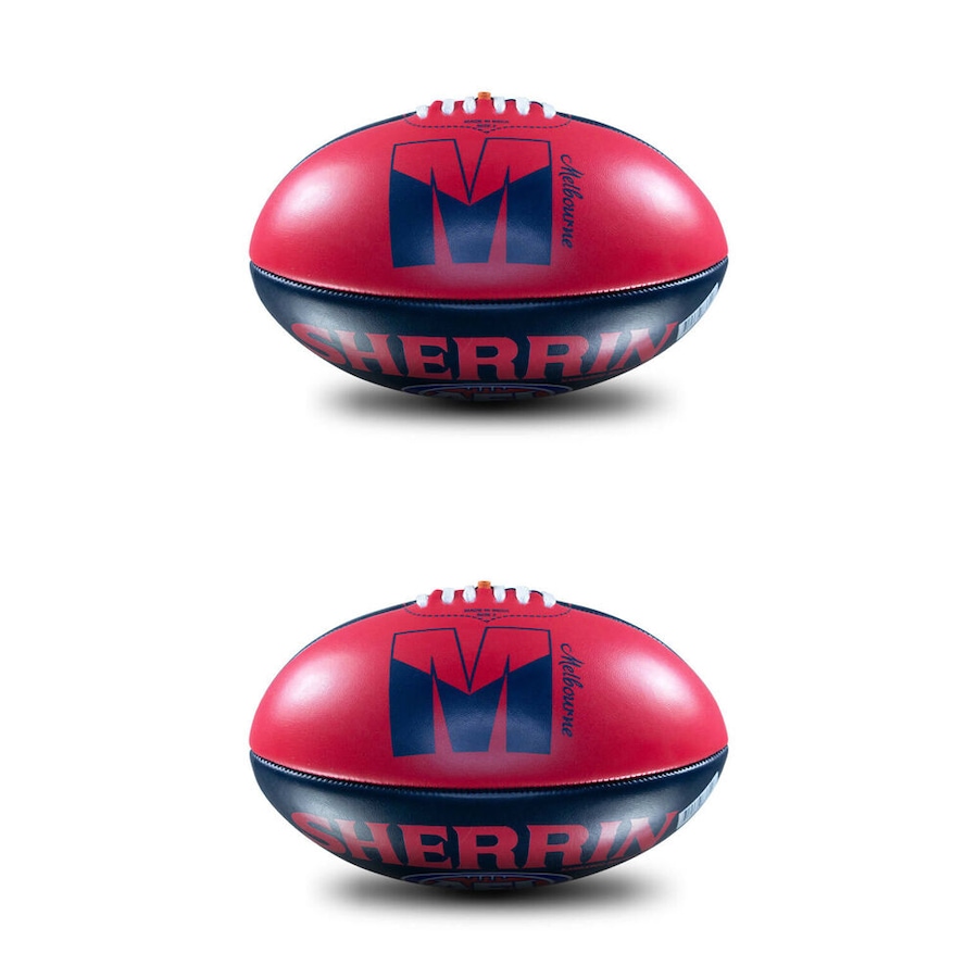 2PK Sherrin PVC AFL Team Logo Football - Melbourne Demons Size 2 Red & Navy