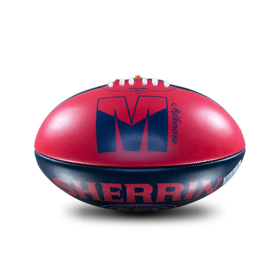 2PK Sherrin PVC AFL Team Logo Football - Melbourne Demons Size 2 Red & Navy