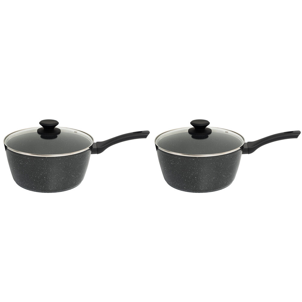 Casserole Haute WECOOK! Granite 20 Cm - Revêtement Antiadhésif Pierre, Compatible Induction, 2.2L - 2