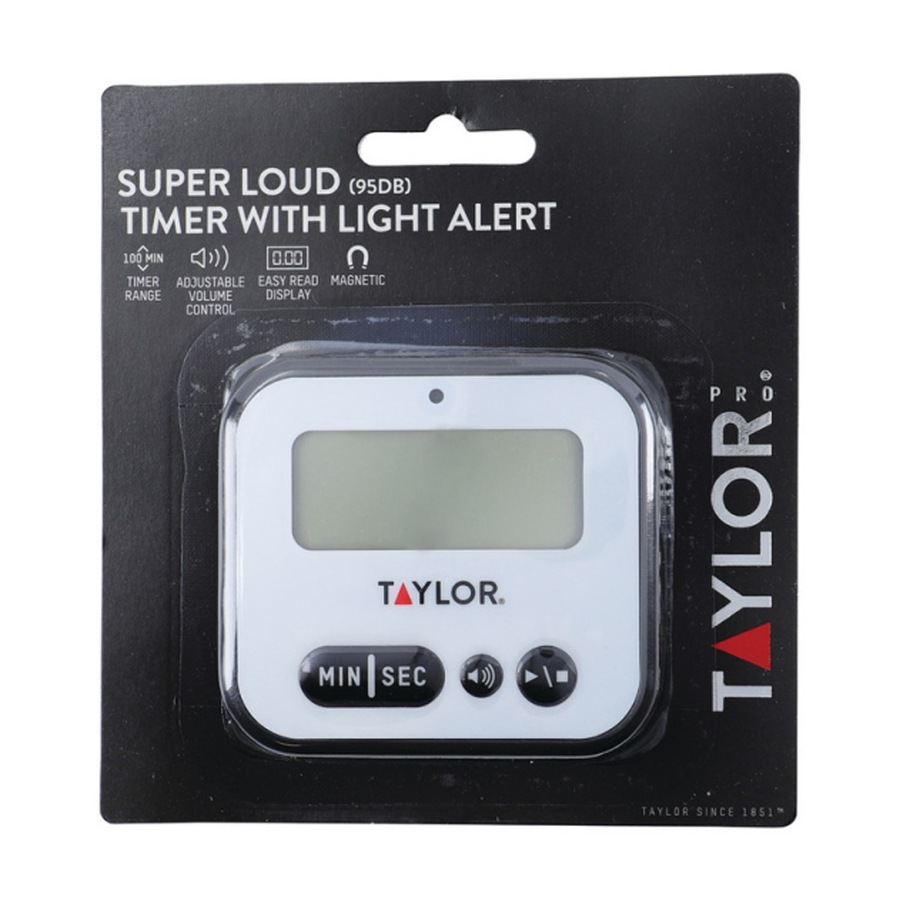 2PK Taylor Pro Super Loud Digital Kitchen Timer W/ Light Alert 5x7.5x8.5cm