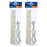 2PK The Brute Power Co Board 6 way 1m Cord/Cable Socket 10A Outlet/Strip White